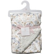 Wholesale - 1pc Mink & Sherpa Blanket - Peach Blue Floral C/P 48, UPC: 195010142496